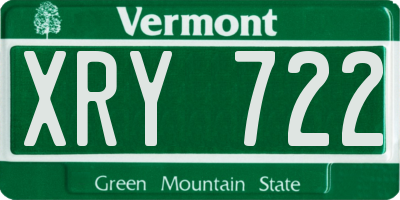 VT license plate XRY722