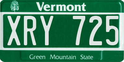 VT license plate XRY725