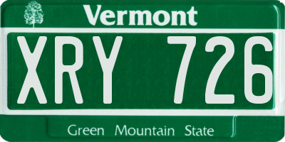 VT license plate XRY726