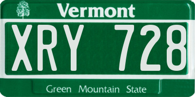 VT license plate XRY728