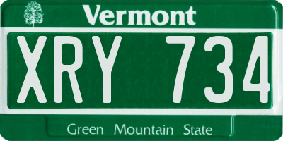 VT license plate XRY734