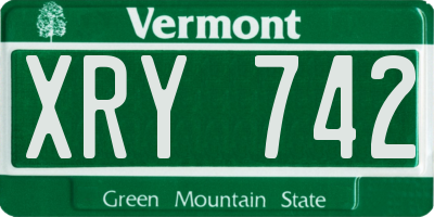 VT license plate XRY742