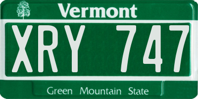 VT license plate XRY747