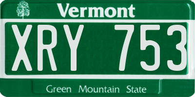 VT license plate XRY753