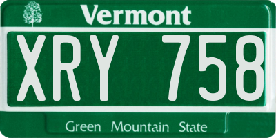 VT license plate XRY758