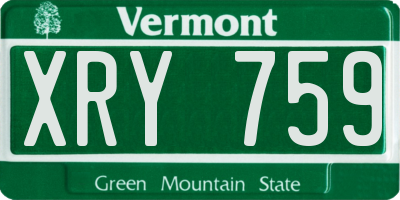 VT license plate XRY759