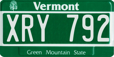 VT license plate XRY792