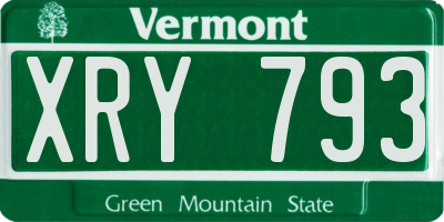 VT license plate XRY793