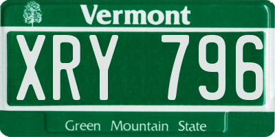 VT license plate XRY796