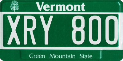 VT license plate XRY800