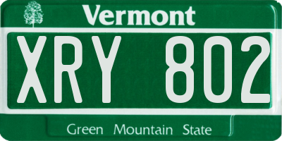 VT license plate XRY802