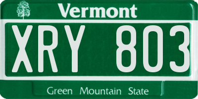 VT license plate XRY803