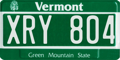 VT license plate XRY804