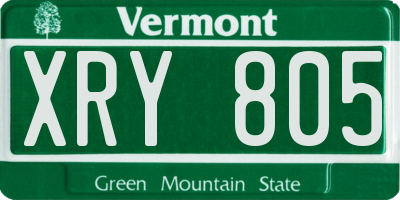 VT license plate XRY805