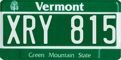 VT license plate XRY815