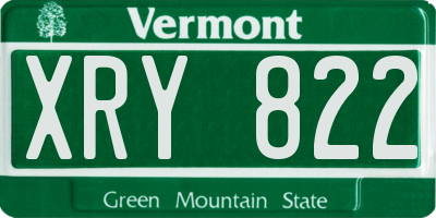 VT license plate XRY822