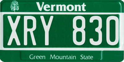 VT license plate XRY830
