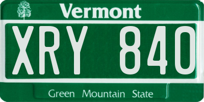 VT license plate XRY840