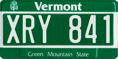 VT license plate XRY841