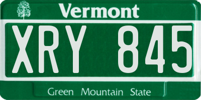 VT license plate XRY845