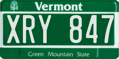 VT license plate XRY847