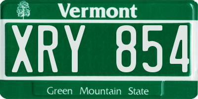 VT license plate XRY854