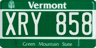 VT license plate XRY858