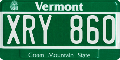 VT license plate XRY860