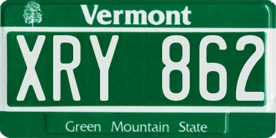 VT license plate XRY862