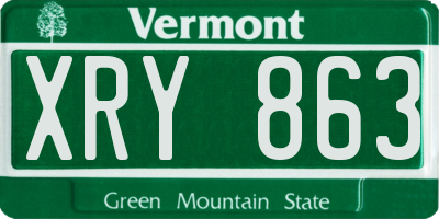 VT license plate XRY863