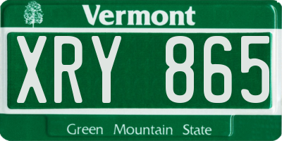 VT license plate XRY865
