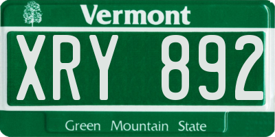 VT license plate XRY892