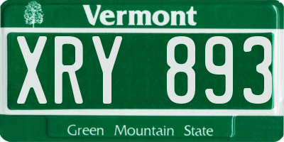 VT license plate XRY893