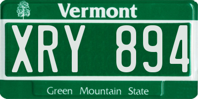 VT license plate XRY894