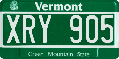 VT license plate XRY905
