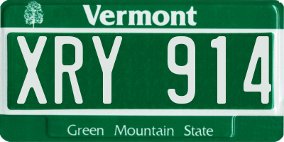 VT license plate XRY914