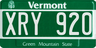 VT license plate XRY920