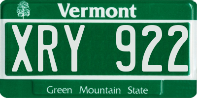 VT license plate XRY922