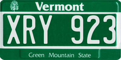 VT license plate XRY923