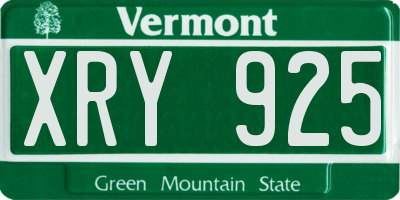 VT license plate XRY925