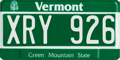 VT license plate XRY926