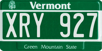 VT license plate XRY927