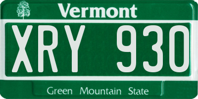VT license plate XRY930