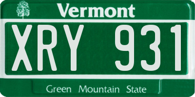 VT license plate XRY931