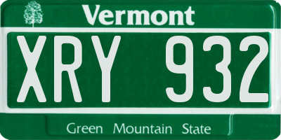 VT license plate XRY932