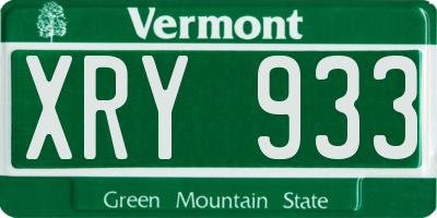 VT license plate XRY933