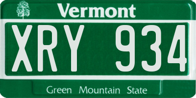 VT license plate XRY934