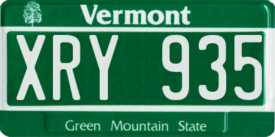 VT license plate XRY935