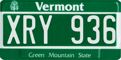 VT license plate XRY936
