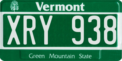 VT license plate XRY938